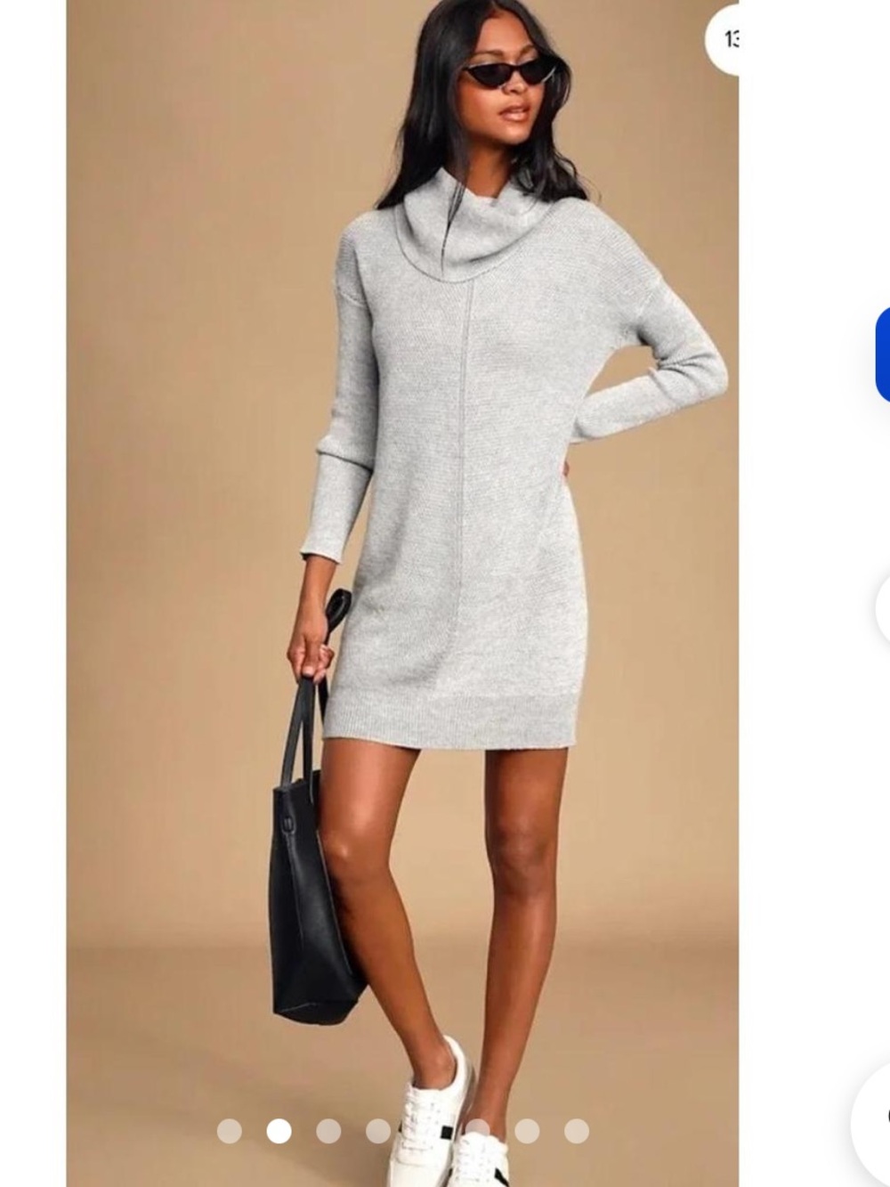 Lulu's Light Grey Cowl Neck Sweater Dress